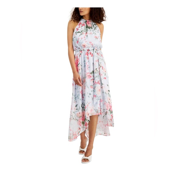 INC International Concepts Women's Floral Print Wrap Dress Blue -Size Petite L main image 1